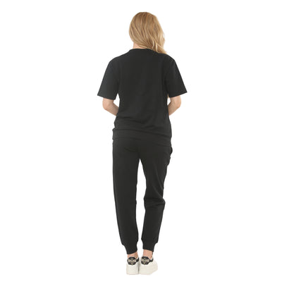 Women’s Sportswear Set, 2 Piece Women Track Suit Short Sleeve and Jogger Pants with Pockets Terry Fleece Ladies Tracksuits Activewear Gym Wear Set XS-XL