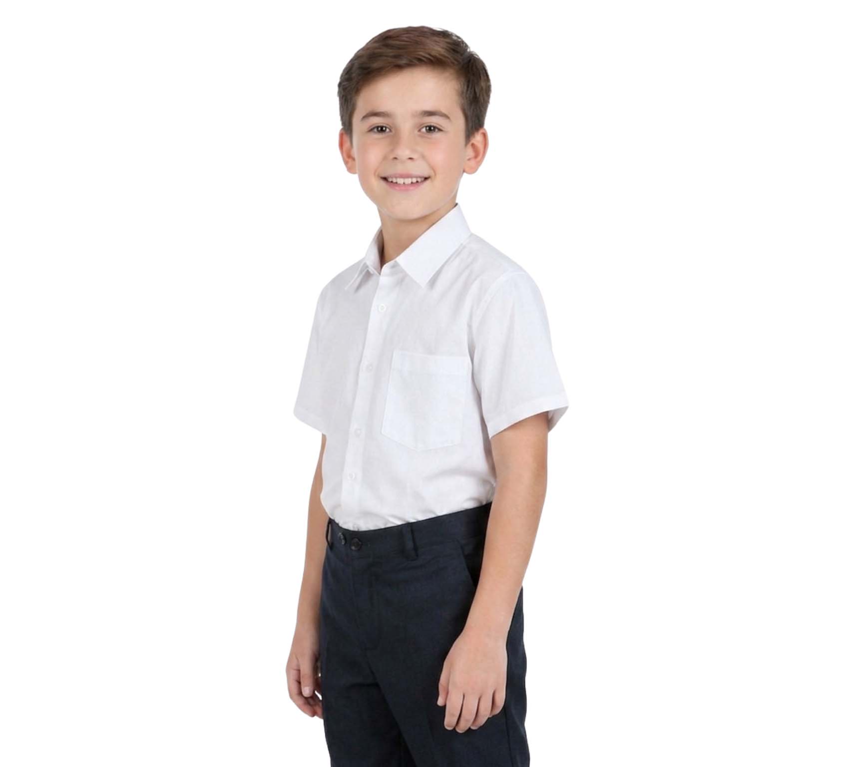 Bahob® 2 Pack Boy's School Uniform Long & Half Sleeve Button Down White School Shirts 3-14 Years