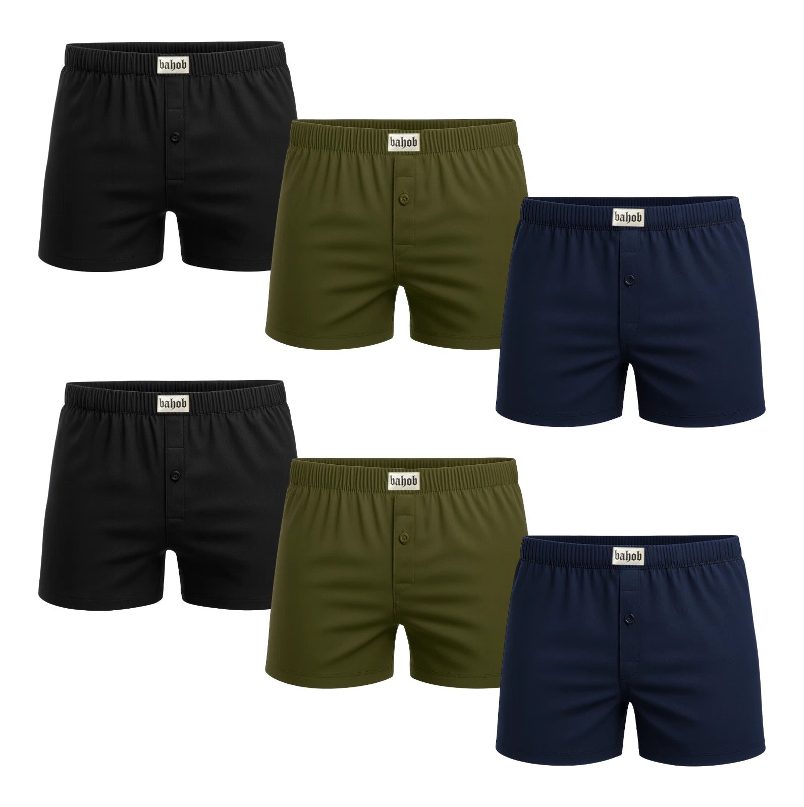 Bahob® Pack Of 6 Mens Boxers Shorts Button Open Fly Underpants Trunks For Mens Soft Cotton Boxer Shorts Comfortable Mens Underwear S-3XL