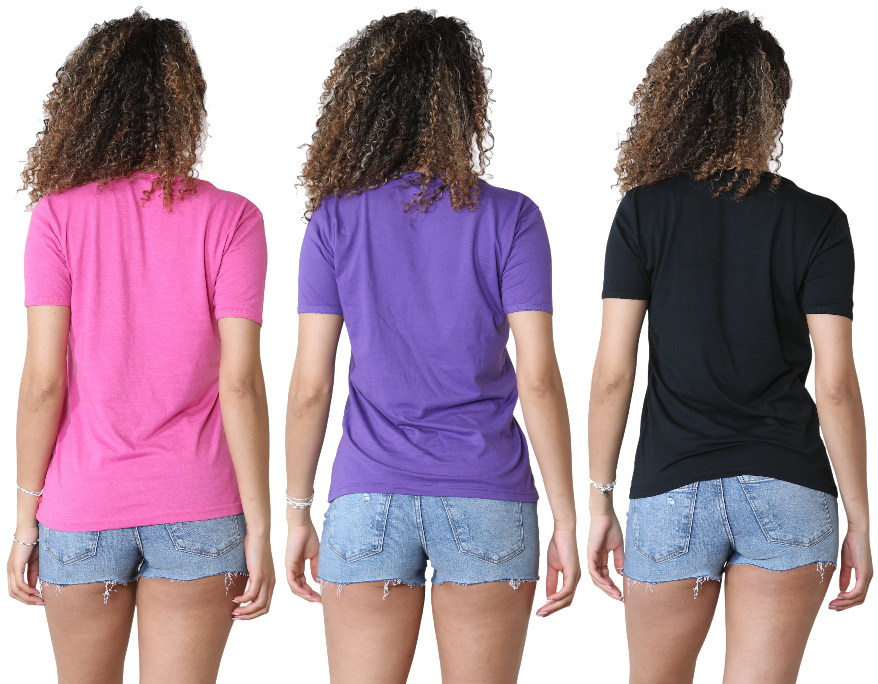 Bahob® 3 Pack Women's Classic-Fit Short-Sleeve Crew neck Plain Cotton T-Shirt S-XXL