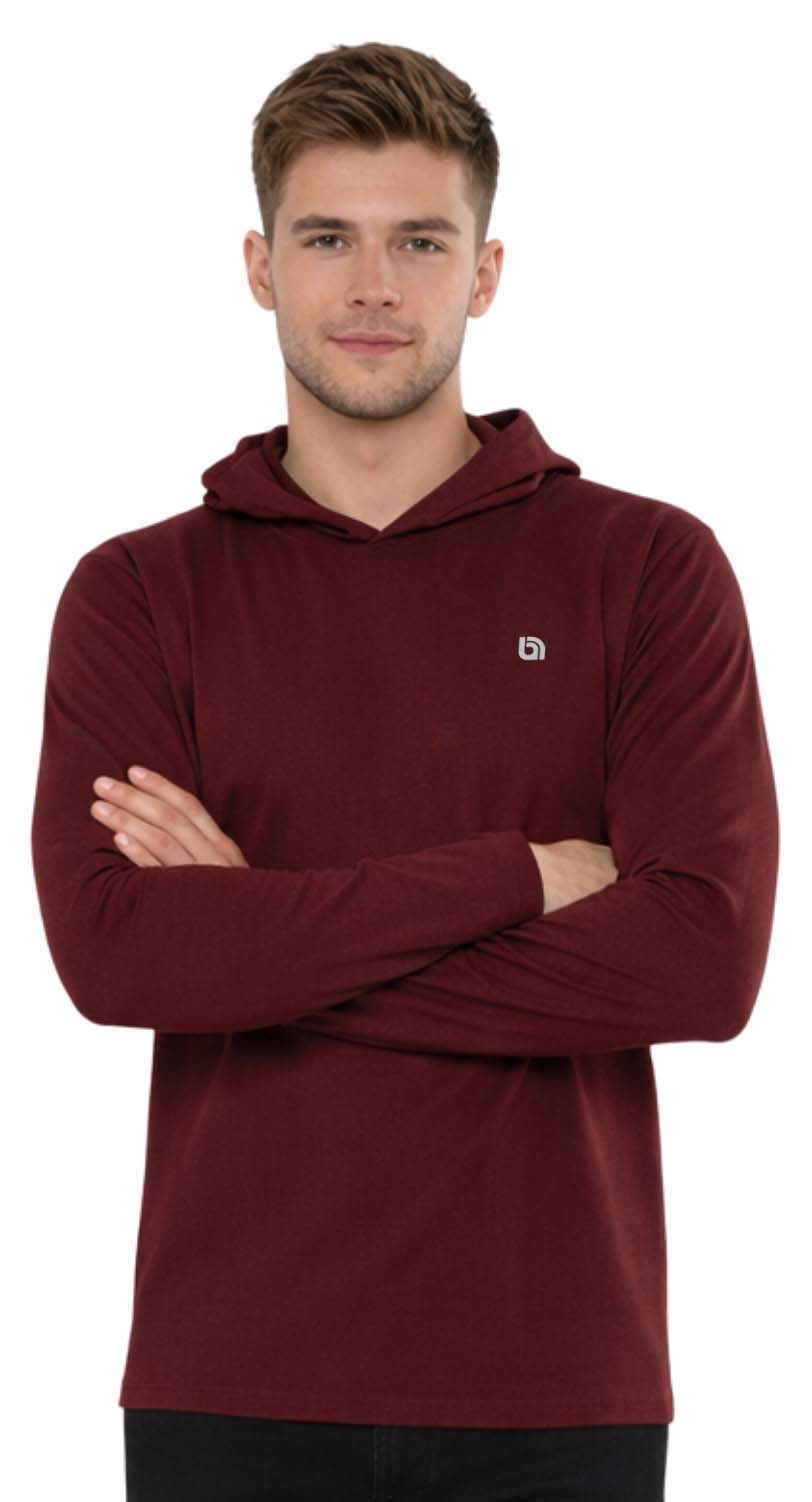 Men's Lightweight Jersey Pullover Hoodie Long Sleeve Hooded T-Shirt for Gym & Everyday Wear S-3XL
