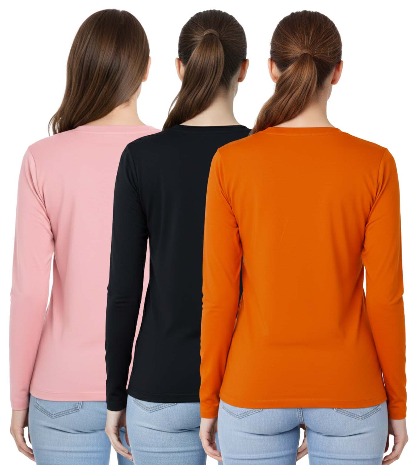 Bahob® 3 Pack Women's Classic-Fit Crewneck , Multipacks Ladies Long Sleeve T-Shirt Top S-XXL