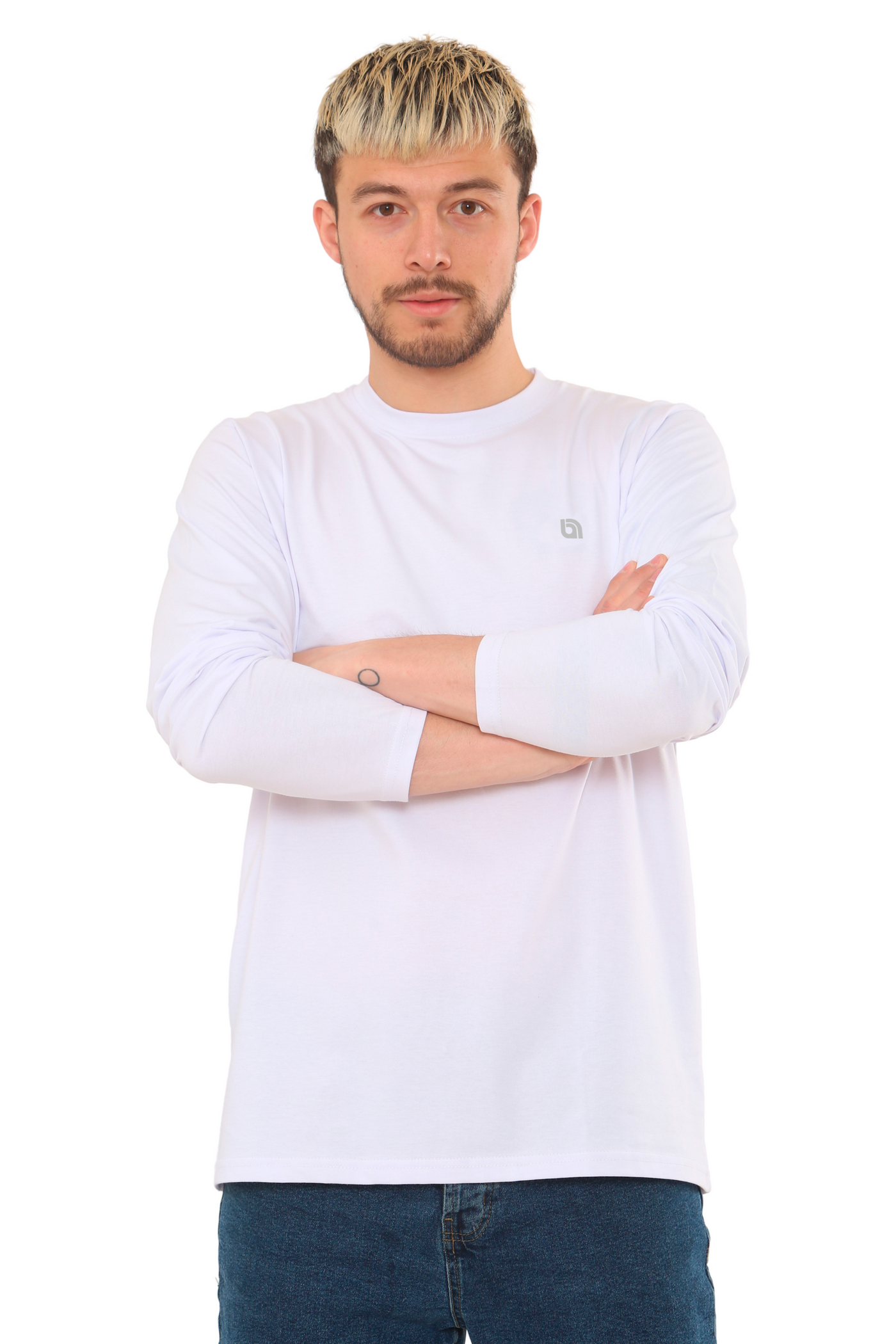 Bahob® 3 Pack Men's Long-Sleeved T-Shirt Round Neck T-Shirts Comfortable Crewneck Neck Tops for Men Soft Cotton S-3XL