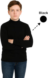 2 PK Kids Boys Polo High Neck Long Sleeve Turtleneck Jumper Cotton Rib 5-14 Year