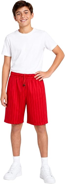 2 Pack Boys Girls Unisex Shadow Stripe Gym Sports Football Games School PE Shorts 5 to 14 Years