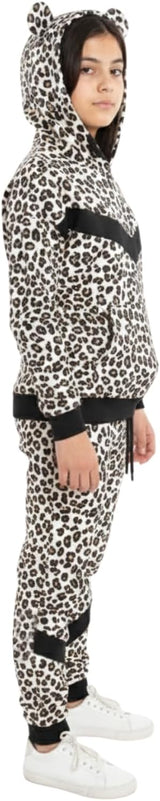 Bahob® 1 Pack Girls Tracksuits Set Cheetah Print Hoodie and Tracksuit Jogging Bottoms Kids Track Suits Activewear Sets for Girls 5-14 Years