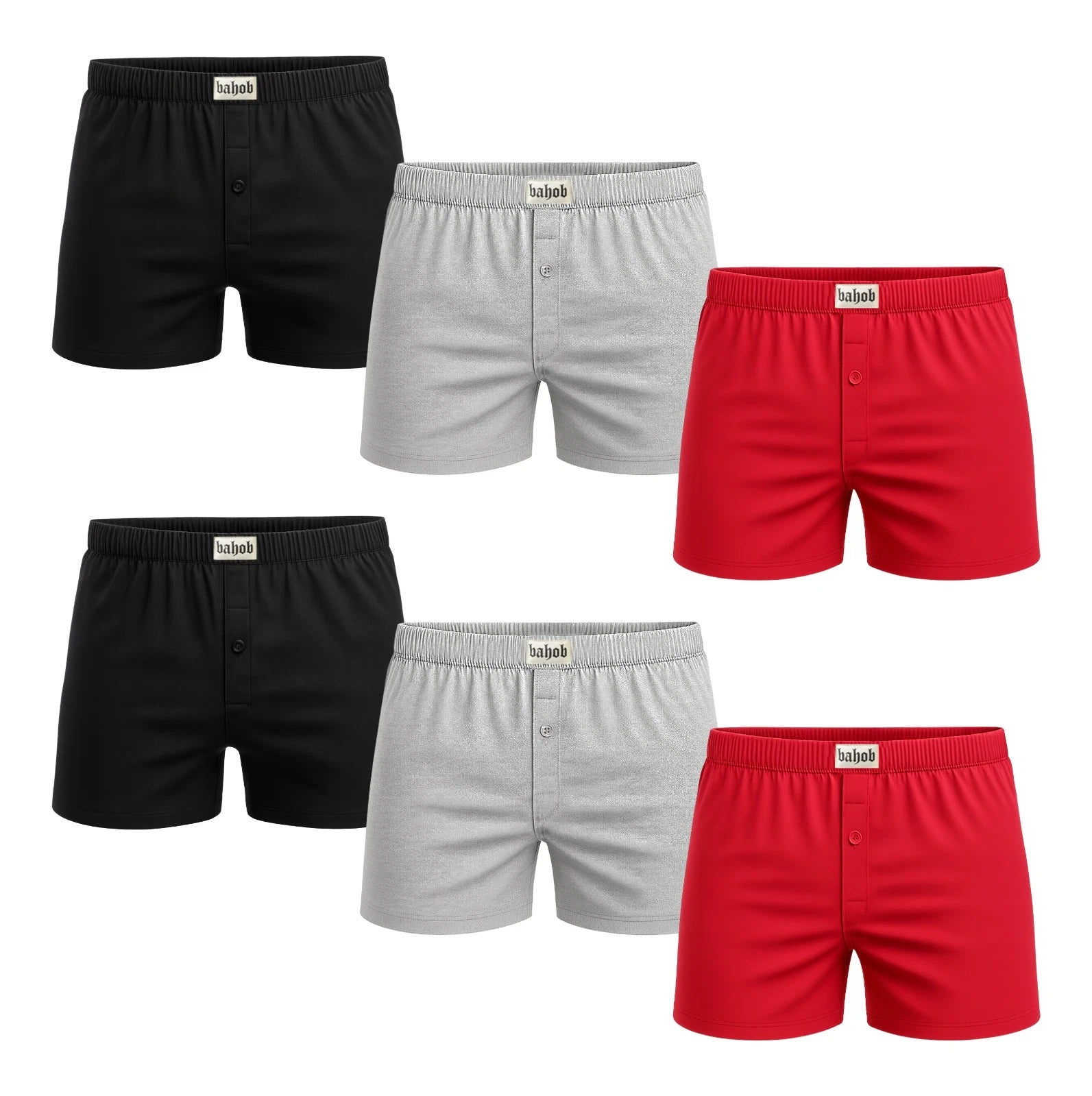 Bahob® Pack Of 6 Mens Boxers Shorts Button Open Fly Underpants Trunks For Mens Soft Cotton Boxer Shorts Comfortable Mens Underwear S-3XL