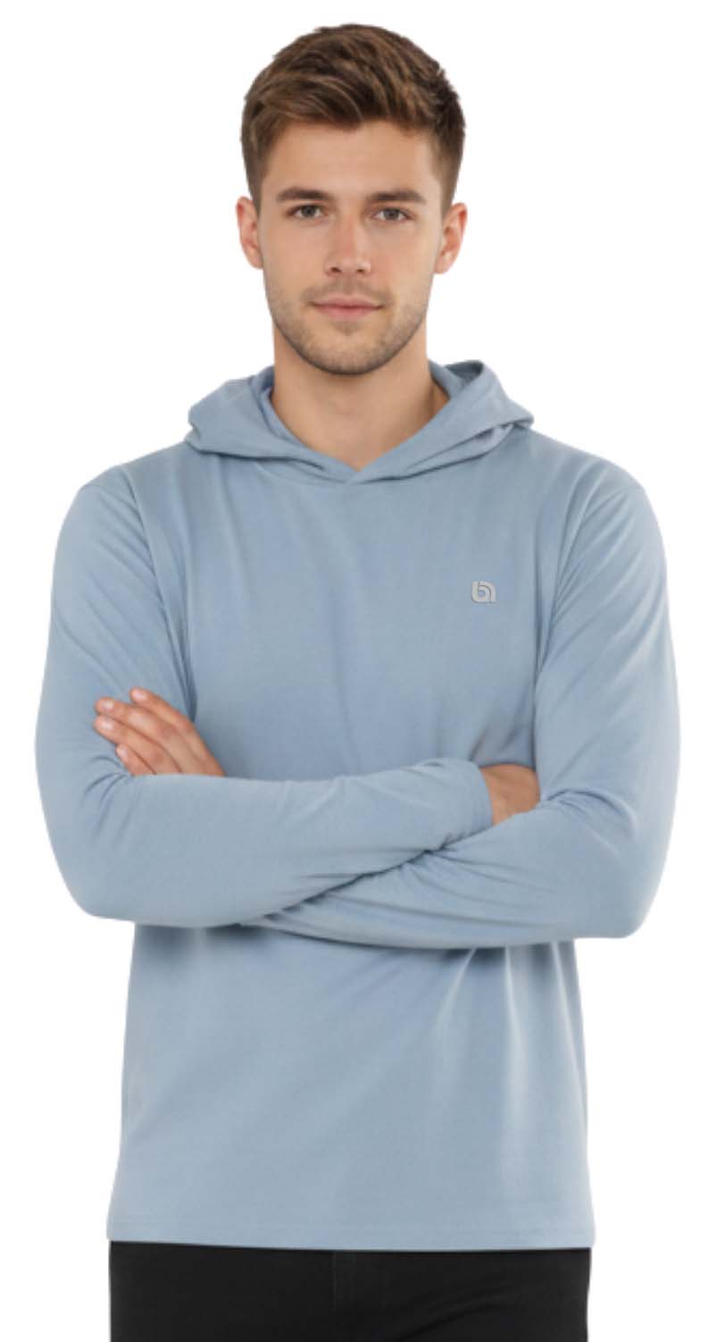 Men's Lightweight Jersey Pullover Hoodie Long Sleeve Hooded T-Shirt for Gym & Everyday Wear S-3XL
