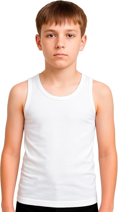 Bahob® 6 Pack Boy's Underwear Vests Soft Cotton Tank Tops Kids Sleeveless Vests Undershirts 100% Cotton