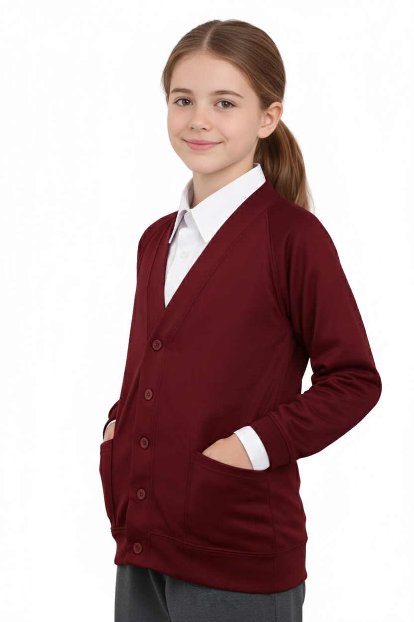 Bahob® 2 Pack Girls School Cardigan Fleece Sweatshirt Uniform School wear Shirts Crew Long Sleeve Top Pullover Jumper Round/V- Neck Age 5-14