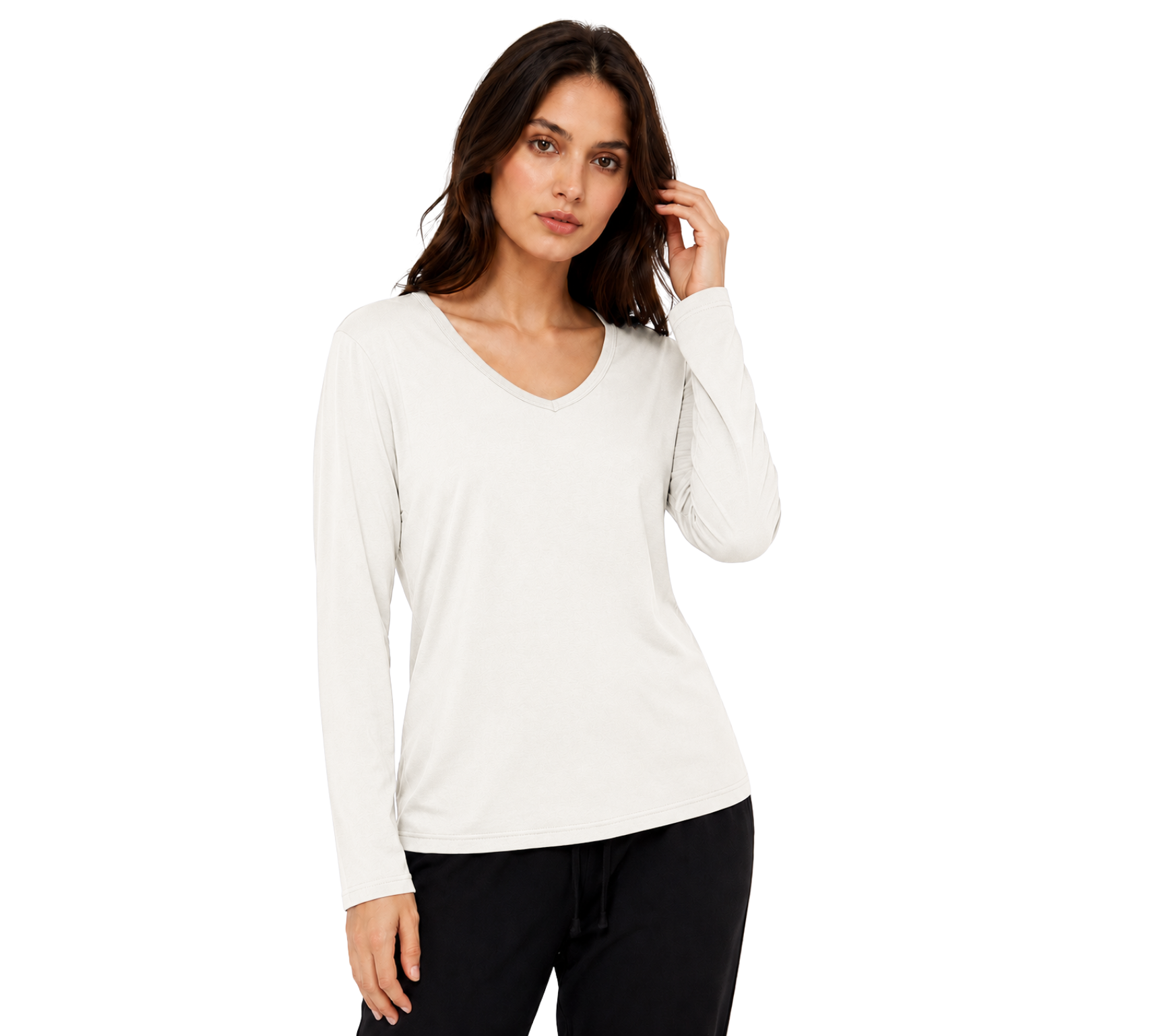 2 Pack Women's Classic Fit Long Sleeve V Neck T-Shirt Multipacks Ladies Long Sleeve T-Shirt Top S-XXL