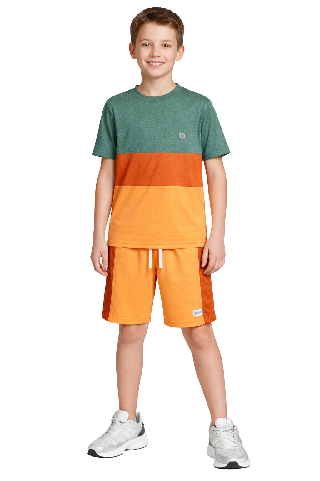 Bahob® Kids Short Set Top & Shorts Set Short Sleeves T Shirt Contrast Kids Short Set Top & Shorts Set Short Sleeves T Shirt Contrast Paneled Sports Summer Two Piece Outfit Set Children 3-14 Years