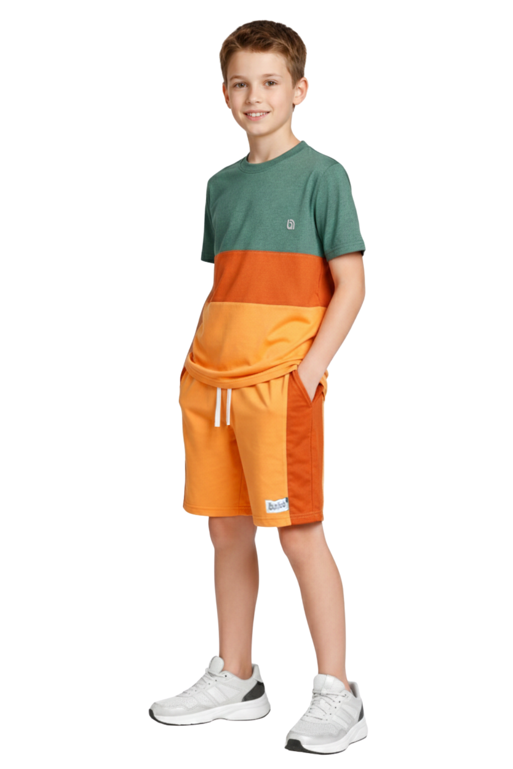 Bahob® Kids Short Set Top & Shorts Set Short Sleeves T Shirt Contrast Kids Short Set Top & Shorts Set Short Sleeves T Shirt Contrast Paneled Sports Summer Two Piece Outfit Set Children 3-14 Years