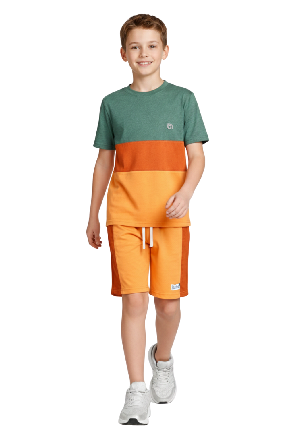 Bahob® Kids Short Set Top & Shorts Set Short Sleeves T Shirt Contrast Kids Short Set Top & Shorts Set Short Sleeves T Shirt Contrast Paneled Sports Summer Two Piece Outfit Set Children 3-14 Years