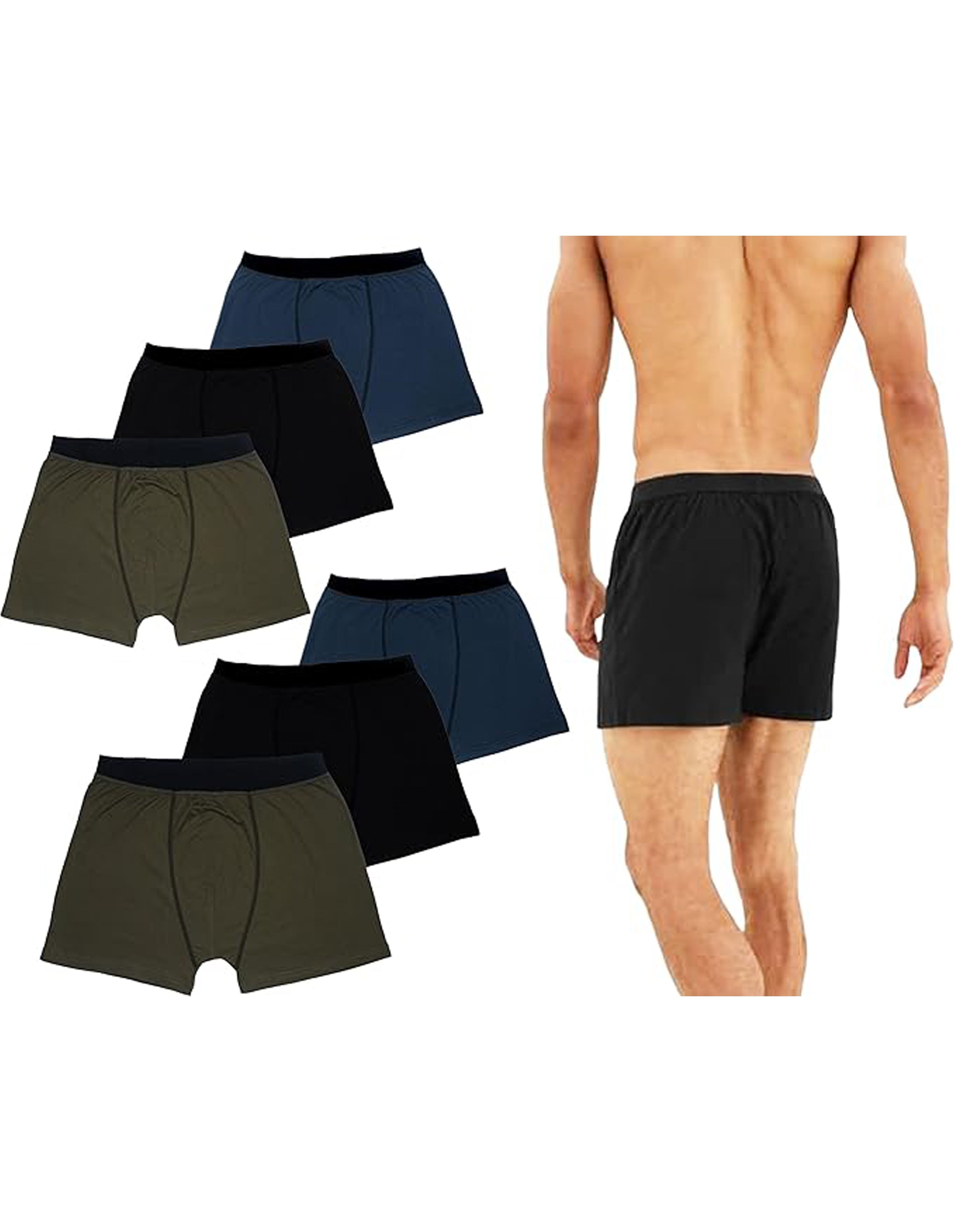 Bahob® Pack Of 6 Mens Plain Boxers with Elastic Waist Shorts