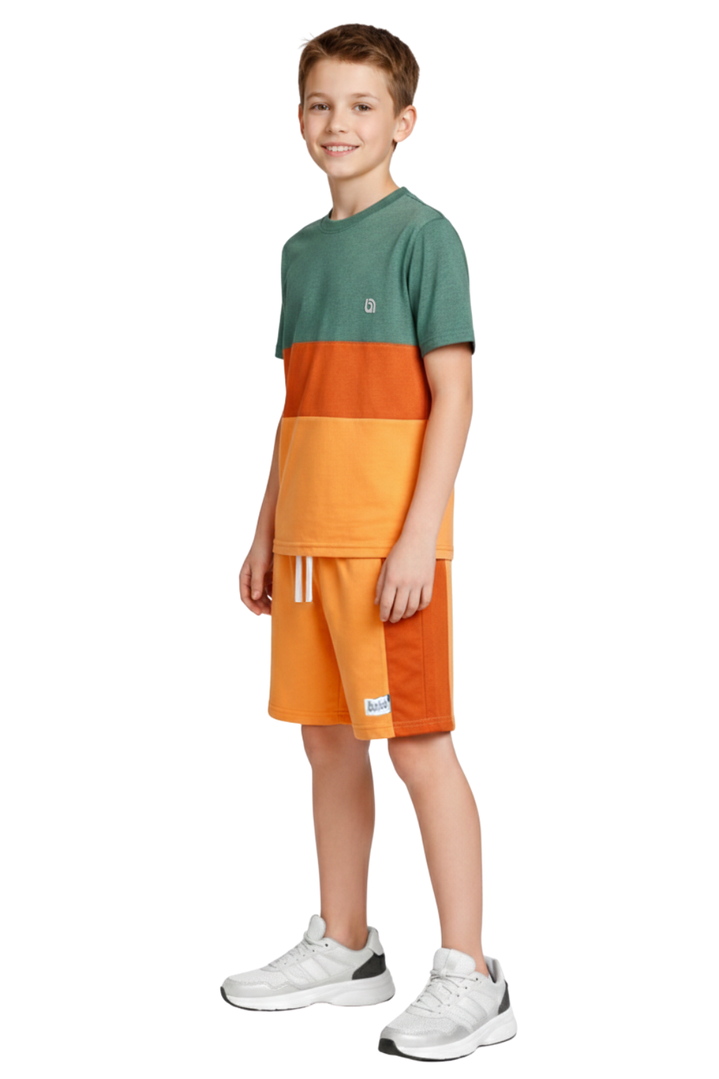 Bahob® Kids Short Set Top & Shorts Set Short Sleeves T Shirt Contrast Kids Short Set Top & Shorts Set Short Sleeves T Shirt Contrast Paneled Sports Summer Two Piece Outfit Set Children 3-14 Years