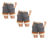 Bahob® 1 & 3 Pack Women's Fleece Short Summer Shorts with Elasticated Waistband 3 Pockets Knee Length Sweat Shorts Jogging Sport Workout Hiking Gym Athletic Running Shorts S-3XL