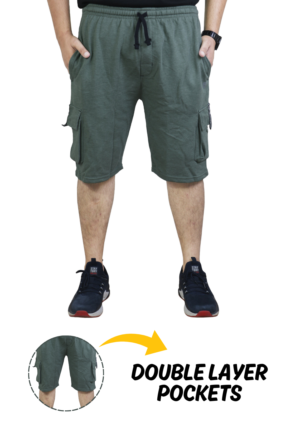 Bahob® Men's Fleece Short, Summer Casual Shorts Cotton with Elasticated Waistband Jogger Shorts S-XXL