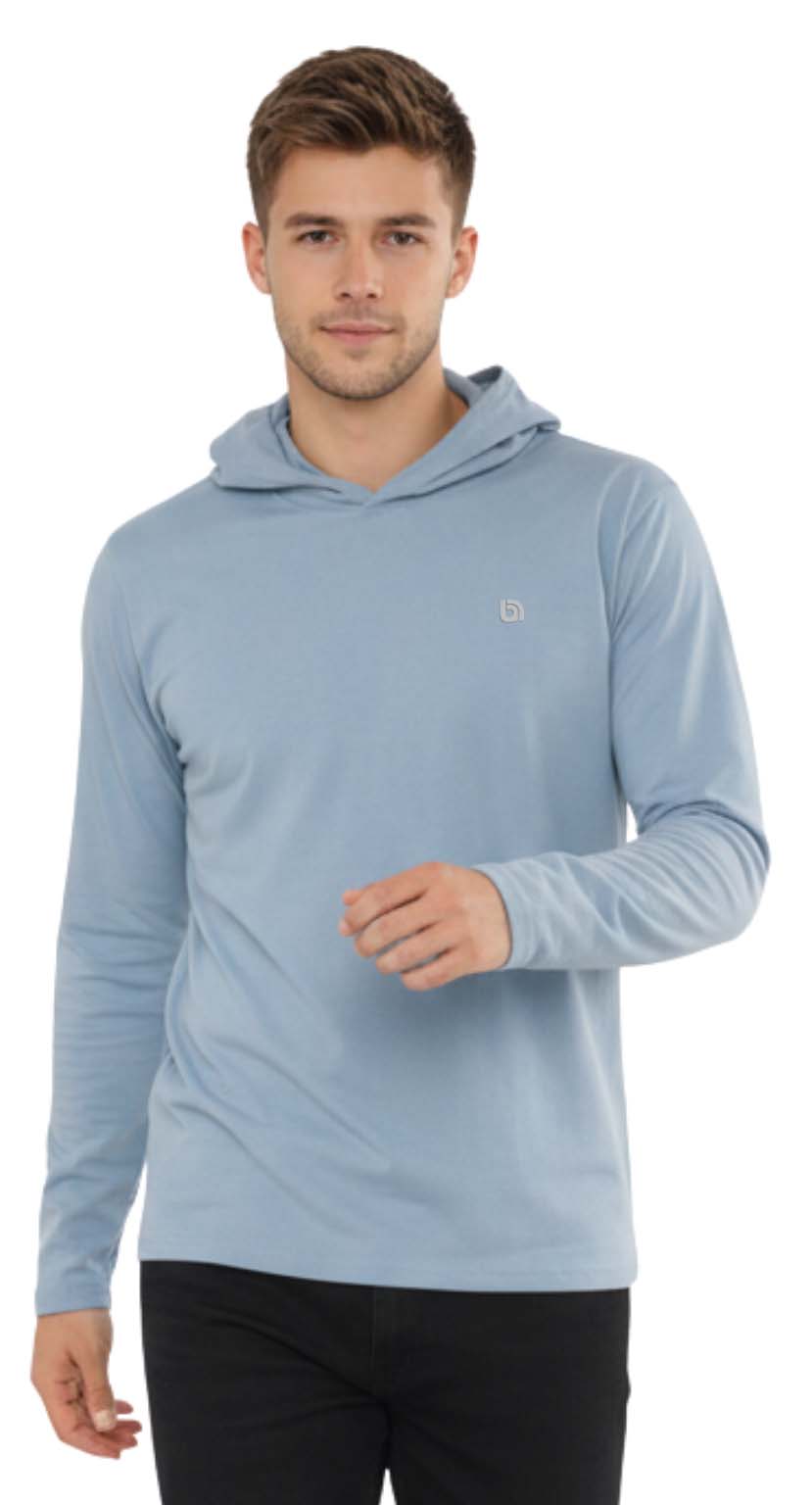 Men's Lightweight Jersey Pullover Hoodie Long Sleeve Hooded T-Shirt for Gym & Everyday Wear S-3XL