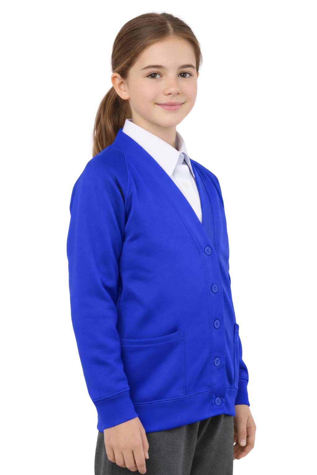 Bahob® 2 Pack Girls School Cardigan Fleece Sweatshirt Uniform School wear Shirts Crew Long Sleeve Top Pullover Jumper Round/V- Neck Age 5-14