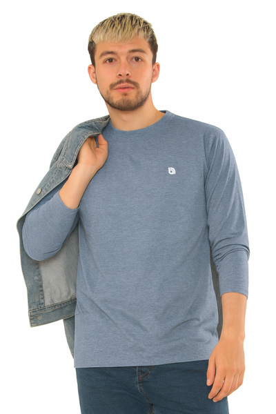 Bahob® 3 Pack Men's Long-Sleeved T-Shirt Round Neck T-Shirts Comfortable Crewneck Neck Tops for Men Soft Cotton S-3XL