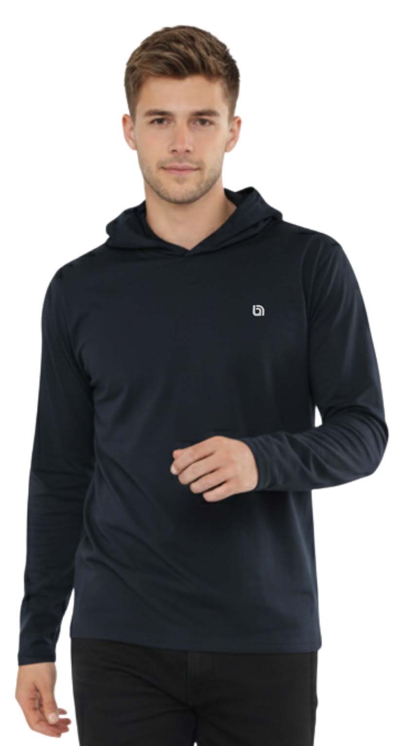 Men's Lightweight Jersey Pullover Hoodie Long Sleeve Hooded T-Shirt for Gym & Everyday Wear S-3XL