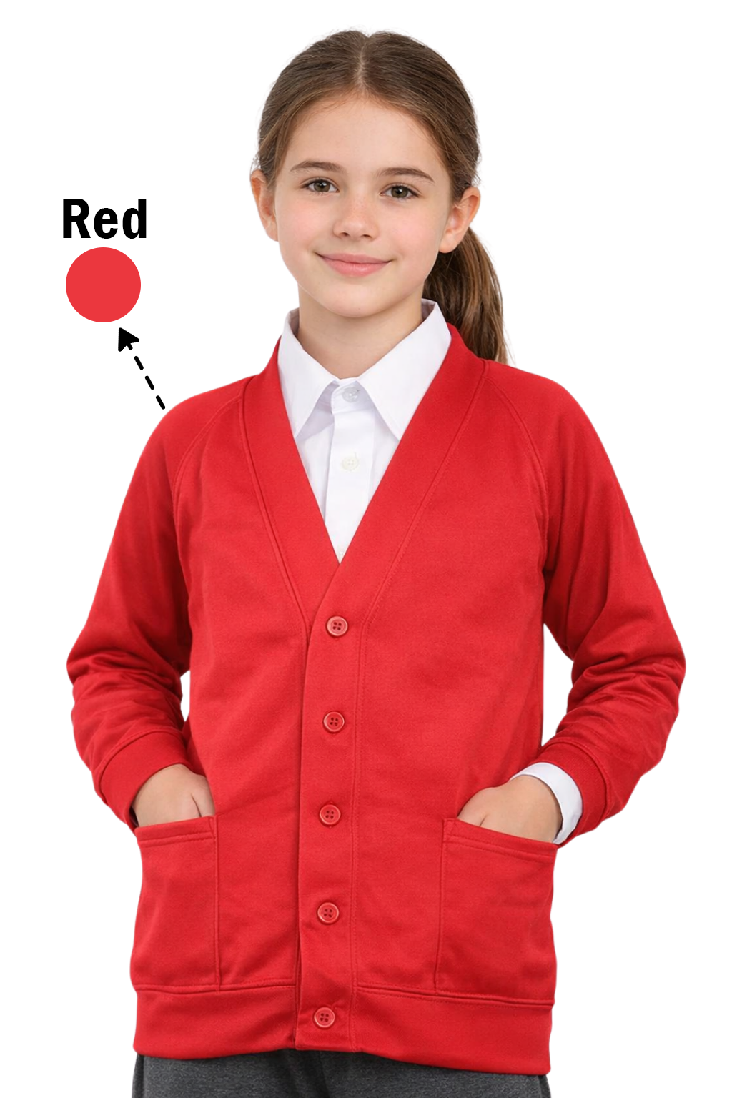 Bahob® 2 Pack Girls School Cardigan Fleece Sweatshirt Uniform School wear Shirts Crew Long Sleeve Top Pullover Jumper Round/V- Neck Age 5-14