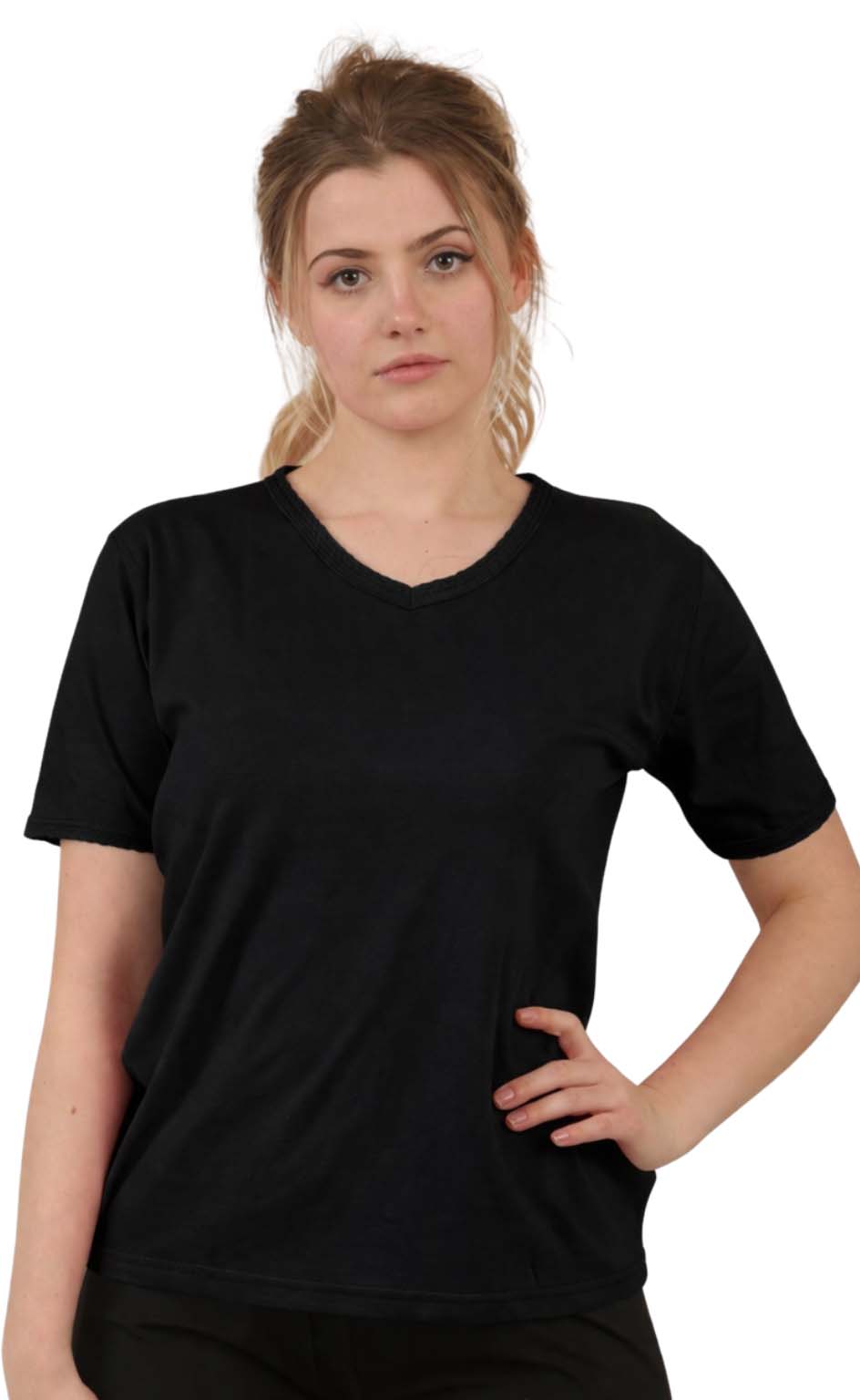 Bahob® 2 Pack Women's Classic-Fit Short-Sleeve V-NeckT-Shirt Plain Cotton T-Shirt Multipacks S-XXL