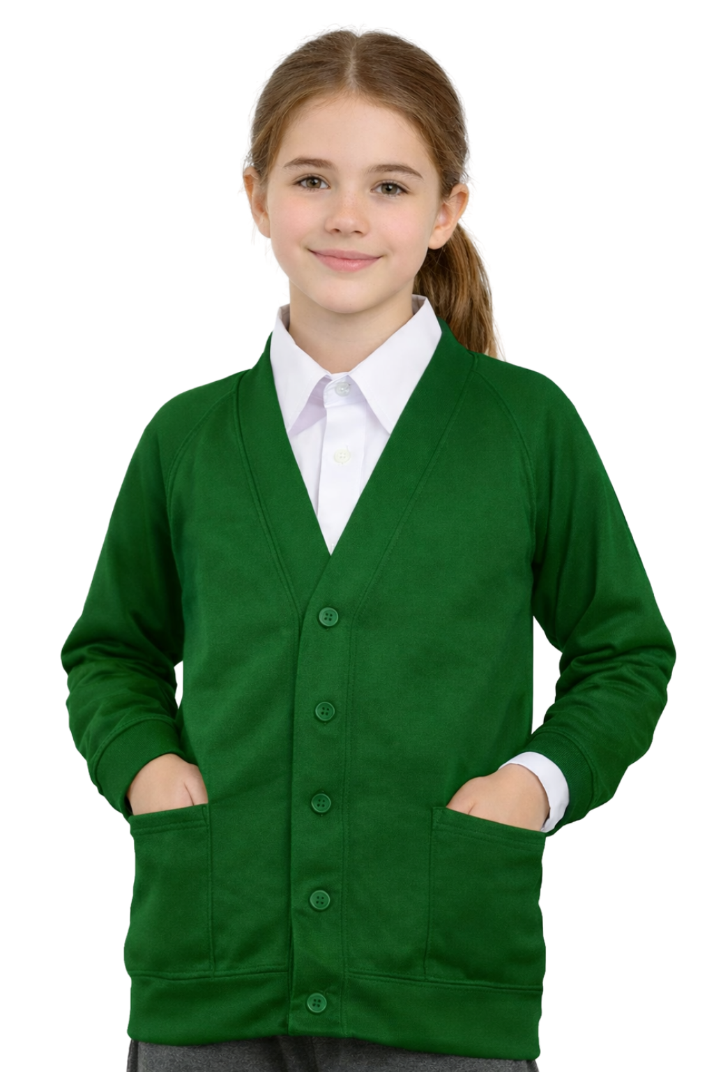 Bahob® 2 Pack Girls School Cardigan Fleece Sweatshirt Uniform School wear Shirts Crew Long Sleeve Top Pullover Jumper Round/V- Neck Age 5-14
