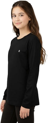 Bahob® Girls Long Sleeve T-Shirt 3 Pack Shirt for Girls Lightweight Soft Comfort Fit Round Neck Tee Shirt 5-14 Years