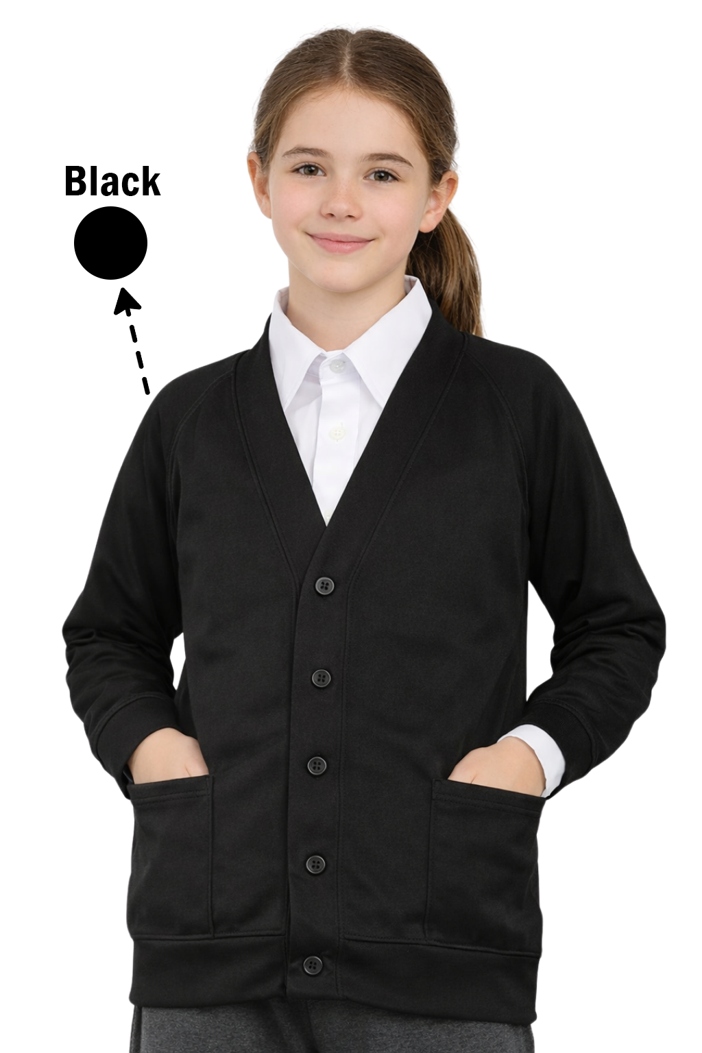 Bahob® 2 Pack Girls School Cardigan Fleece Sweatshirt Uniform School wear Shirts Crew Long Sleeve Top Pullover Jumper Round/V- Neck Age 5-14