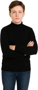 2 PK Kids Boys Polo High Neck Long Sleeve Turtleneck Jumper Cotton Rib 5-14 Year