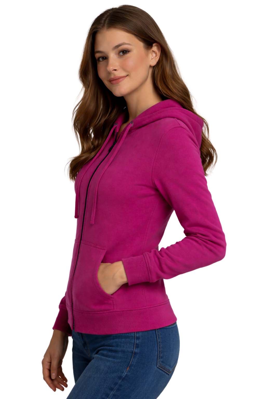 Bahob® Womens Ladies Plain Zip Up Hoodie Long Sleeve Sweatshirt Full Zip Top Soft Jumper Jacket Hoodies Top S-3XL