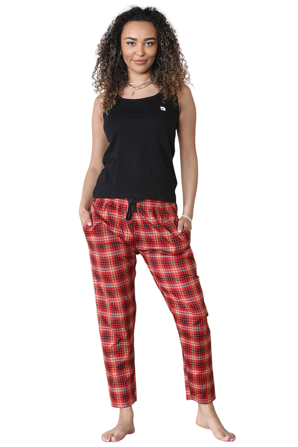 Bahob® 2 Pack Women's Check Pajama Bottom, Soft Cotton Lounge Wear Trousers Sleepwear Nightwear for Women S-XXL