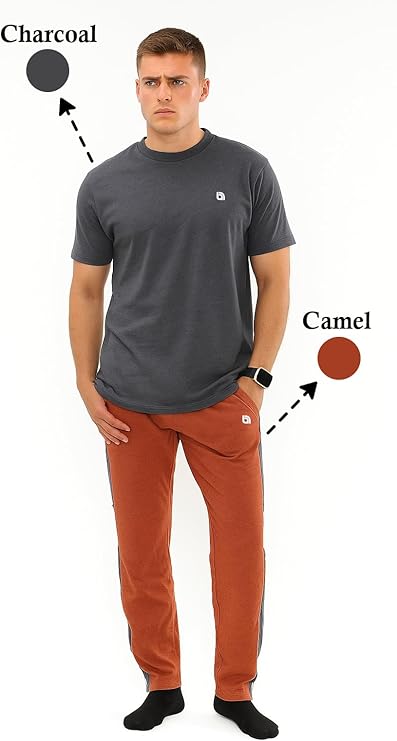 Bahob® Men's Pajamas Sets, Plain Short Sleeve Top and Bottoms Loungewear Set Soft Cotton Sleepwear Suits Nightwear For Mens S to 3XL
