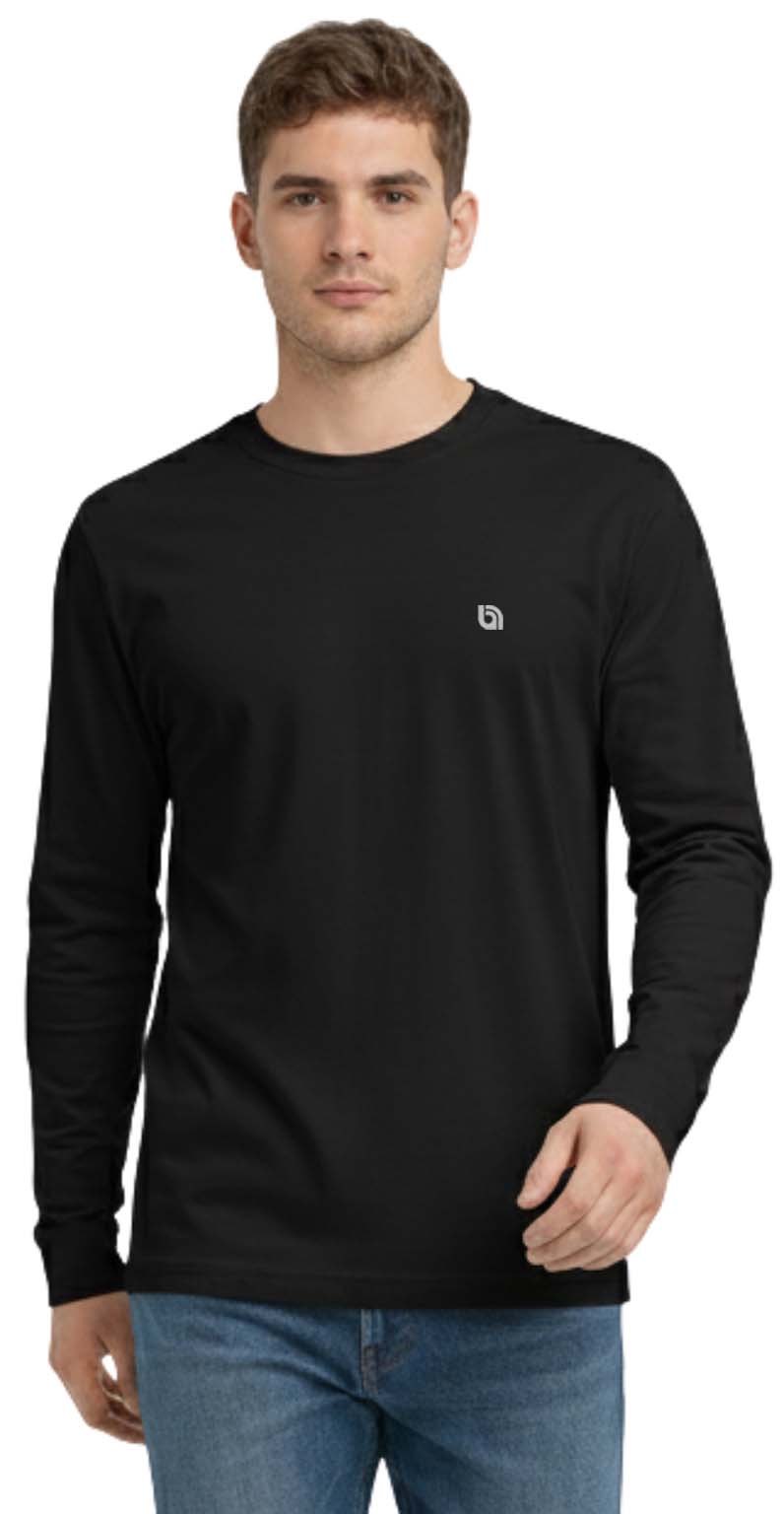 Bahob® 2 Pack Men's Long Sleeve T-Shirt Top Round Neck Full Sleeve T-Shirt Soft Cotton