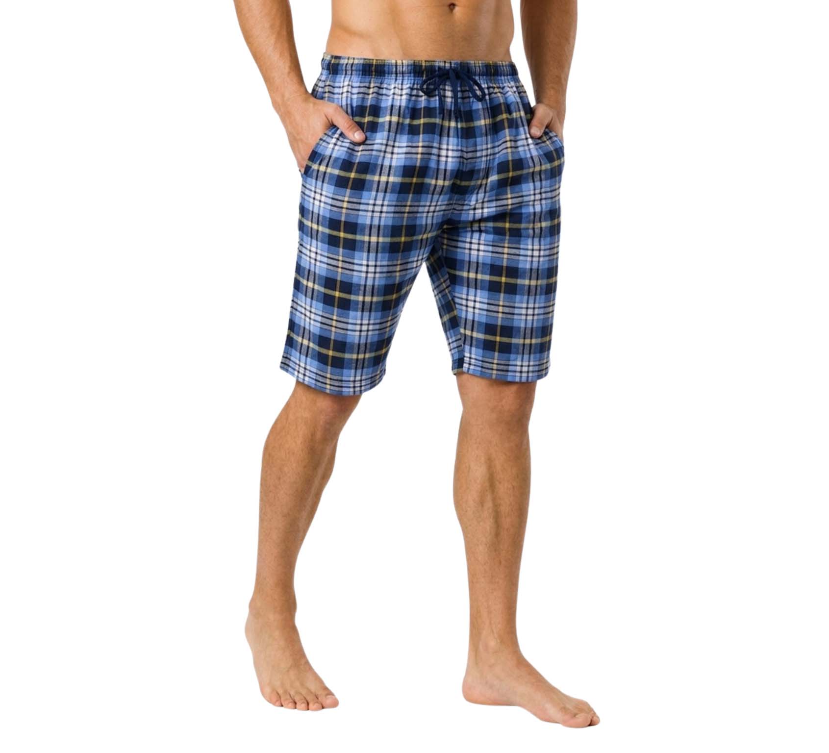 2 Pack Men's Cotton Pyjamas Lounge Shorts Bottoms Check Woven Checked Pyjama Bottoms S-3XL