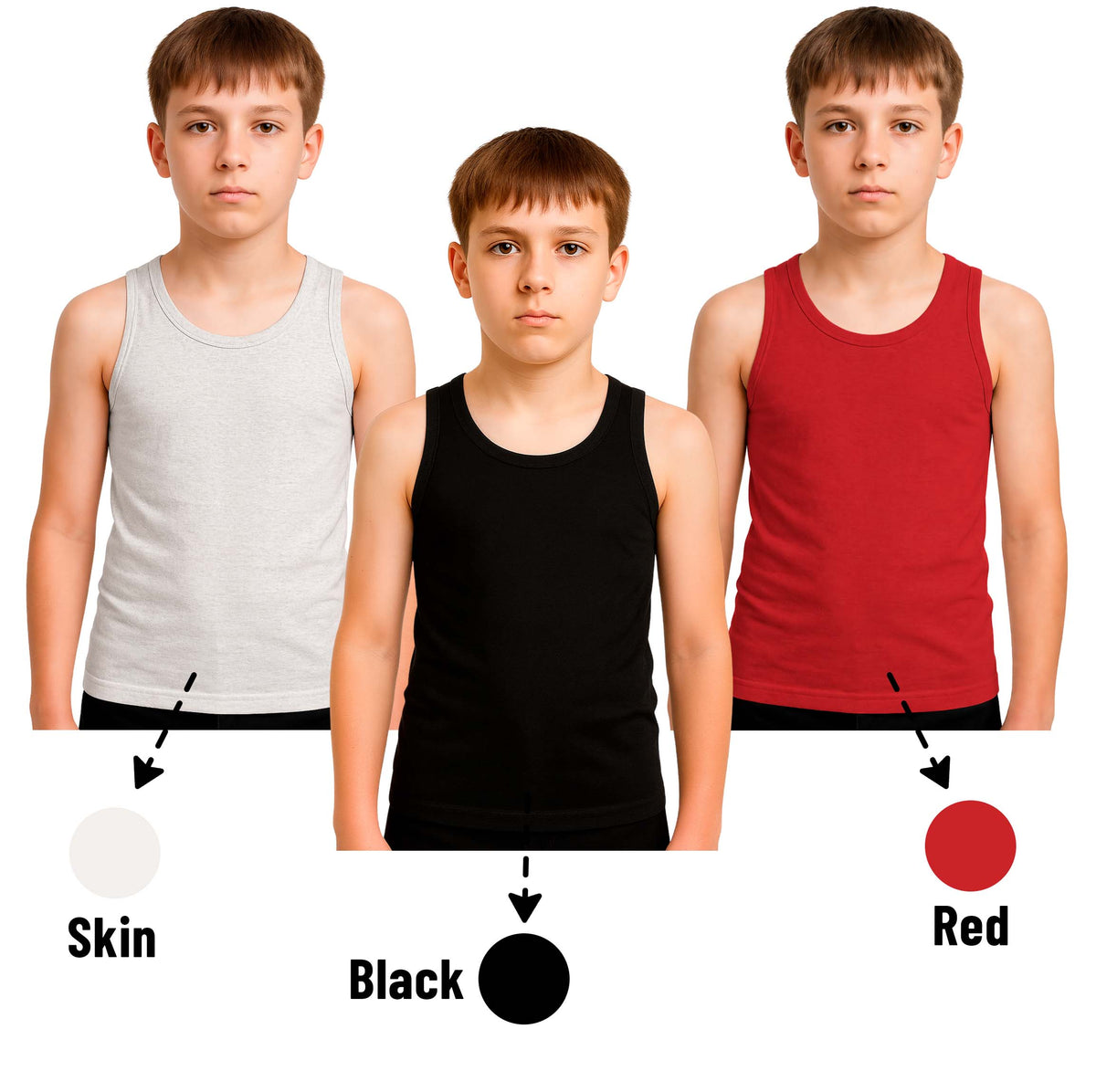 Bahob® 6 Pack Boy's Underwear Vests Soft Cotton Tank Tops Kids Sleeveless Vests Undershirts 100% Cotton