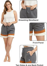 Bahob® 1 & 3 Pack Women's Fleece Short Summer Shorts with Elasticated Waistband 3 Pockets Knee Length Sweat Shorts Jogging Sport Workout Hiking Gym Athletic Running Shorts S-3XL