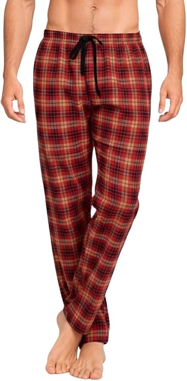 2 Pack Men's Cotton Woven Pyjama Bottoms Check Lounge Pants Nightwear Checked Pyjama Bottoms Sleepwear Loungewear S-3XL