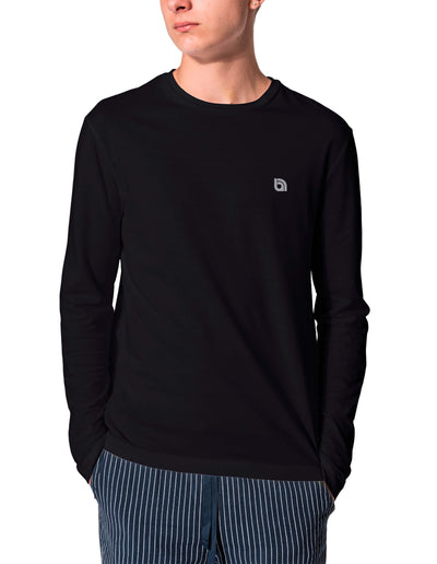 Bahob® 2 Pack Men's Long Sleeve T-Shirt Top Round Neck Full Sleeve T-Shirt Soft Cotton