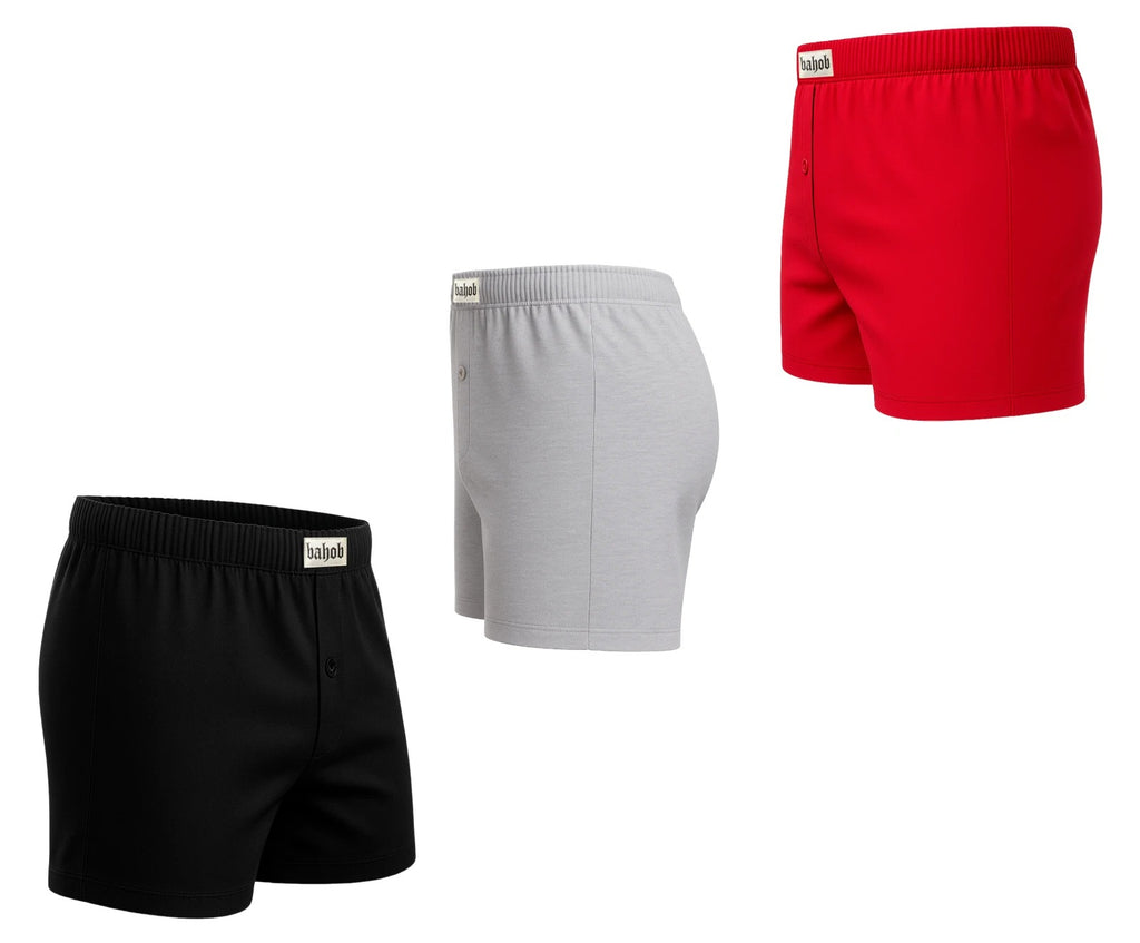 Bahob® Pack Of 6 Mens Boxers Shorts Button Open Fly Underpants Trunks For Mens Soft Cotton Boxer Shorts Comfortable Mens Underwear S-3XL