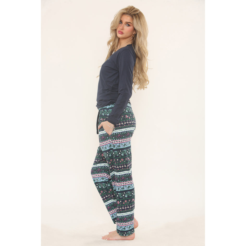 Women's Pyjamas Set Long Sleeve Soft Cotton Printing Pjs Loungewear Nightwear Sleepwear Set with Pockets Ladies Pjs Set S-XXL