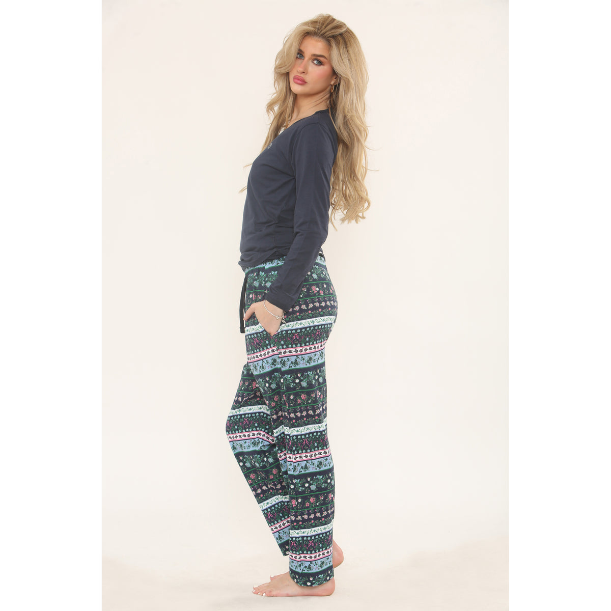 Women's Pyjamas Set Long Sleeve Soft Cotton Printing Pjs Loungewear Nightwear Sleepwear Set with Pockets Ladies Pjs Set S-XXL