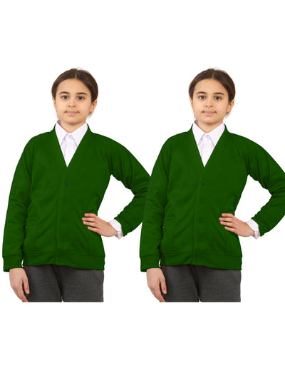 Bahob® 2 Pack Girls School Cardigan Fleece Sweatshirt Uniform School wear Shirts Crew Long Sleeve Top Pullover Jumper Round/V- Neck Age 5-14