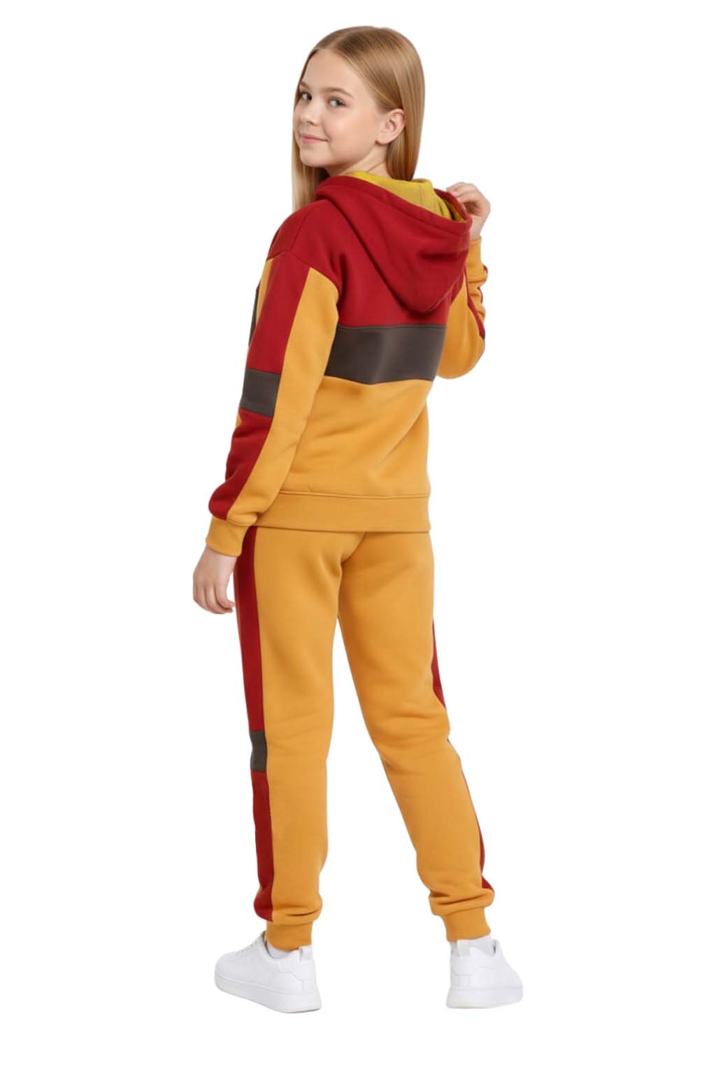 Bahob® Girls Tracksuits Set Top And Bottoms Fleece Zipper Hoodie Contrast Panel Butterfly Print Girl's Sportswear Set Tracksuits Activewear Set 3-14 Years