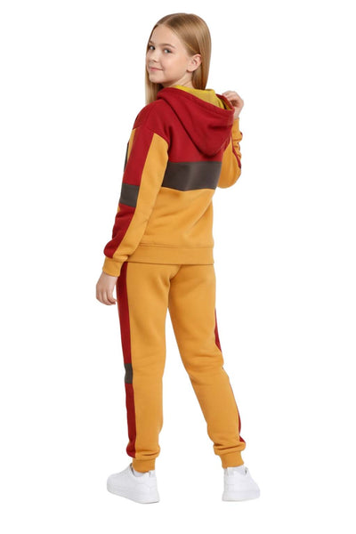 Bahob® Girls Tracksuits Set Top And Bottoms Fleece Zipper Hoodie Contrast Panel Butterfly Print Girl's Sportswear Set Tracksuits Activewear Set 3-14 Years