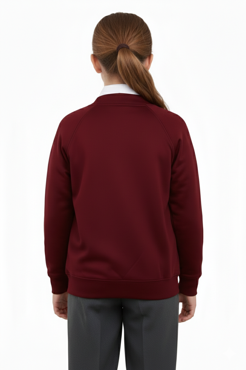 Bahob® 2 Pack Girls School Cardigan Fleece Sweatshirt Uniform School wear Shirts Crew Long Sleeve Top Pullover Jumper Round/V- Neck Age 5-14