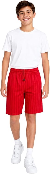 2 Pack Boys Girls Unisex Shadow Stripe Gym Sports Football Games School PE Shorts 5 to 14 Years