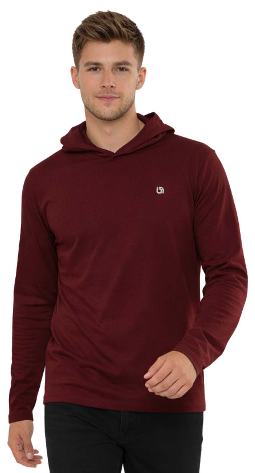 Men's Lightweight Jersey Pullover Hoodie Long Sleeve Hooded T-Shirt for Gym & Everyday Wear S-3XL